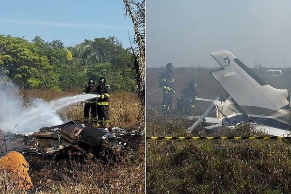 Destroços do avião que caiu em Água Boa