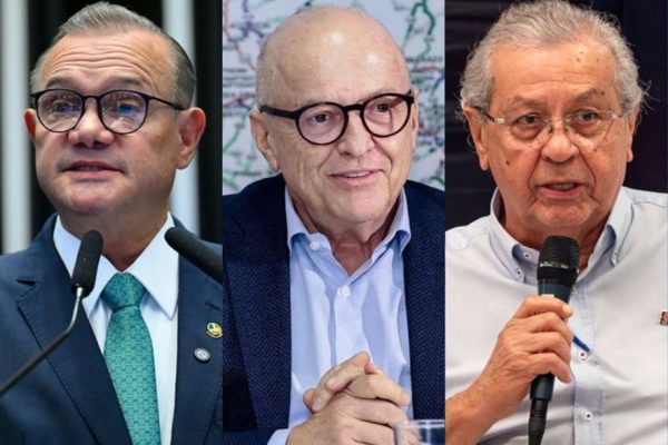 O senador Wellington Fagundes, o vice-governador Otaviano Pivetta e o senador Jayme Campos: corrida ao Paiaguás