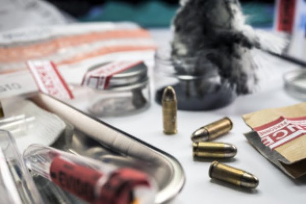 Criminalistic Laboratory, Bullet shell analysis, conceptual image