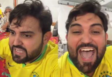 Padre de Monte Carmelo comemora placar Brasil e Noruega ao acertar palpite no bolão — Foto: Redes sociais/Reprodução