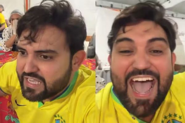 Padre de Monte Carmelo comemora placar Brasil e Noruega ao acertar palpite no bolão — Foto: Redes sociais/Reprodução